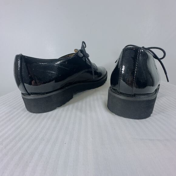 Franco Sarto Conroe Black Faux Patent Leather Lug Sole Oxford Shoe Women 7.5 - Picture 5 of 10